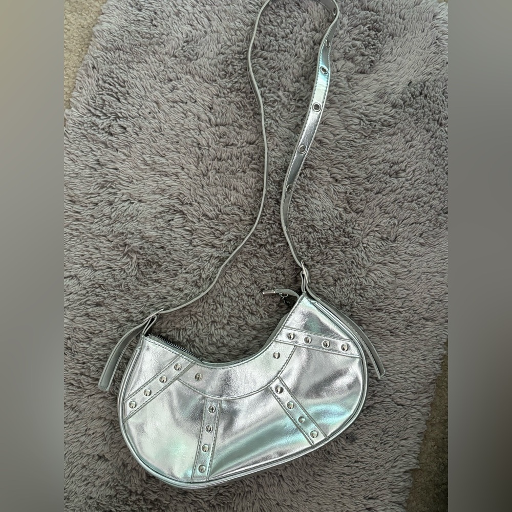SHEIN Silver Quilted Shoulder Bag